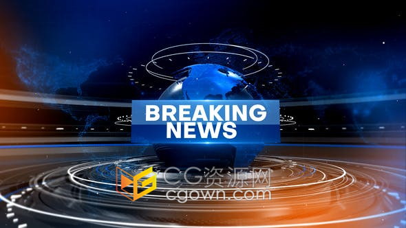 三维旋转地球动画元素电视广播新闻包装片头-AE模板
