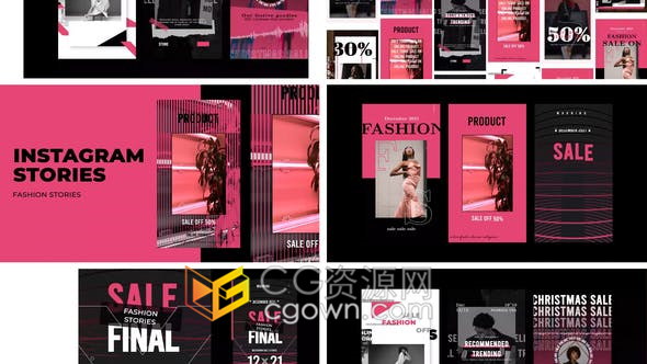 明亮设计时装品牌销售宣传INS社交媒体时装秀预告视频-AE模板