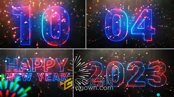 2023年新年快乐10秒倒数开场视频片头动画-AE模板