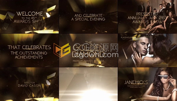 金钻大气电影节提名颁奖典礼公司年会婚礼晚安活动视频制作-AE模板免费下载