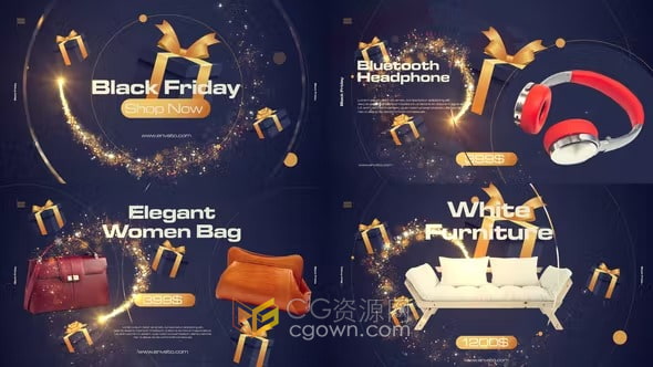 黑色星期五特卖场双十二圣诞节优惠活动广告视频-AE模板