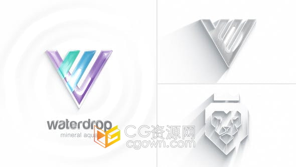 AE模板-含竖屏简单线条挤压动画水波纹效果光泽感品牌标志LOGO片头