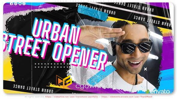 AE模板-Grunge故障效果城市生活嘻哈摇滚音乐说唱尬舞视频开场白