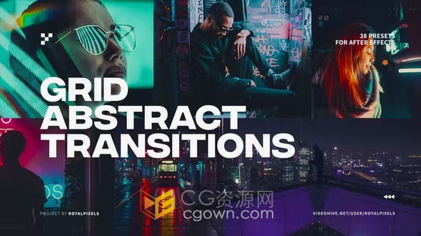 多图拼贴画滑动过渡视频转场38种效果-AE模板