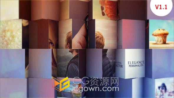 3D立体图像旋转展示照片墙视频动画多照片幻灯片相册动画-AE模板