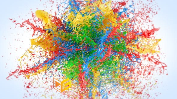 五彩斑斓爆炸油漆颜料飞溅动画美丽液体标志LOGO片头-AE模板