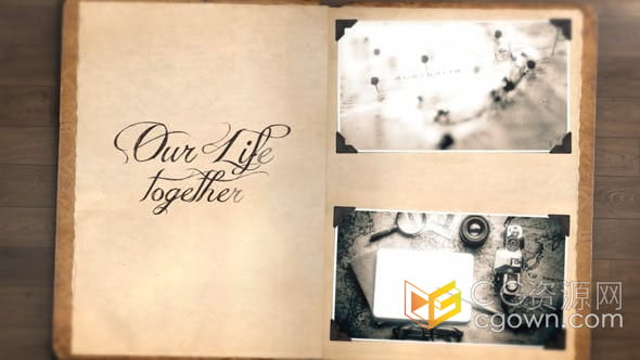 AE模板-3D魔法旧纸书籍神奇回忆复古相册