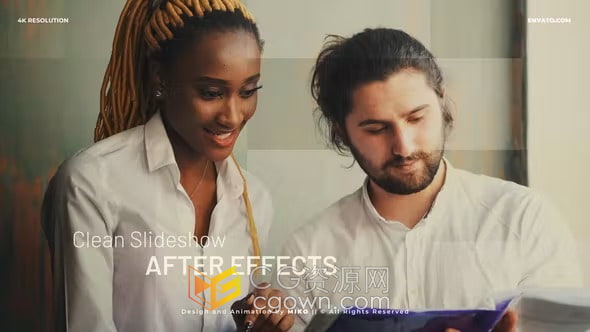 干净幻灯片开场宣传企业视频图文动画AE模板