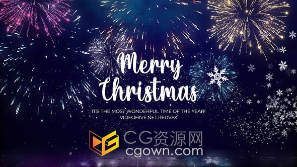 豪华高端粒子生成圣诞树动画烟花绽放节日元素演示庆祝活动片头-AE模板