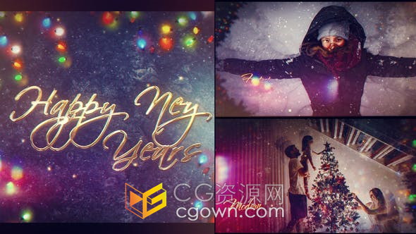 五彩灯饰粒子动画效果画面重影晕染特效幻灯片视频相册-AE模板