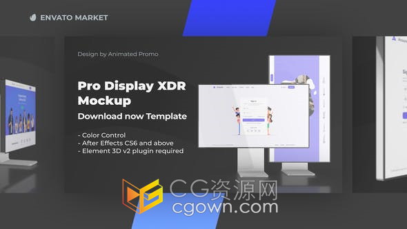 专业3d电脑显示器苹果一体机模型展示应用程序介绍网站宣传场景元素-AE模板