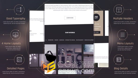 线条图形动画演示互联网企业宣传页面网站应用服务介绍视频-AE模板