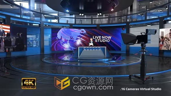 4K分辨率新闻虚拟演播室16组镜头不同角度-AE模板下载