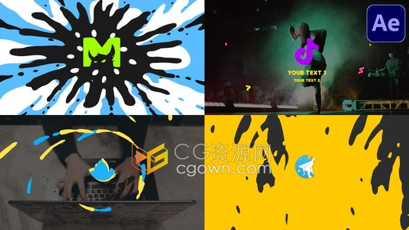 3种卡通MG图形动画转场效果LOGO片头视频Stylish Logo-AE模板