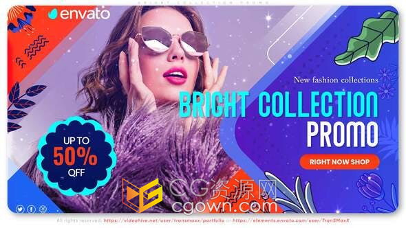 时尚多彩过渡效果动感时装模特演示换季折扣活动服装精品店商业广告-AE模板