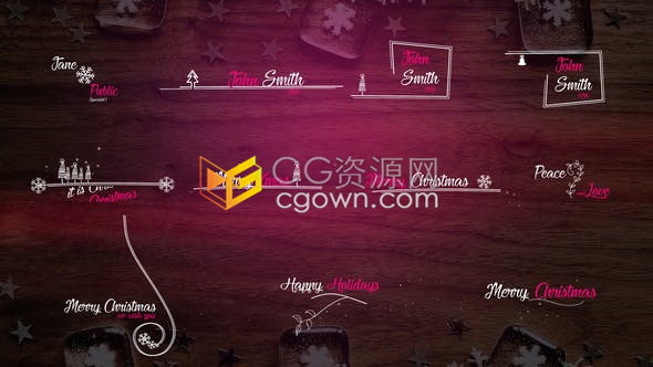 14种创意装饰元素图形动画Christmas圣诞节视频字幕文字标题效果制作-AE模板下载
