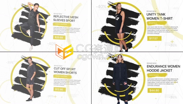 网上商店促销展示商品产品宣传笔刷时尚现代介绍动画服装广告视频-AE模板下载