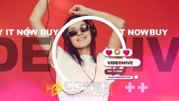 抖动画面时尚创意故障排版图文开场白-AE模板