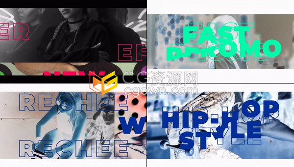 时髦动感活力快节奏现代宣传片介绍图文动画效果视频片头-AE模板下载