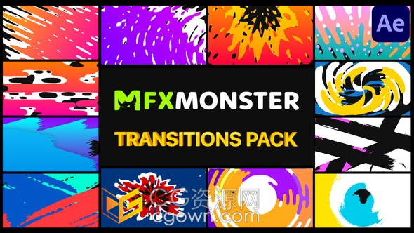 色彩缤纷卡通动态液体动画过渡效果元素免费下载-AE模板