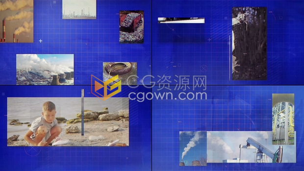 污染记录片环境污染照片介绍新闻报道宣传视频幻灯片制作-AE模板下载