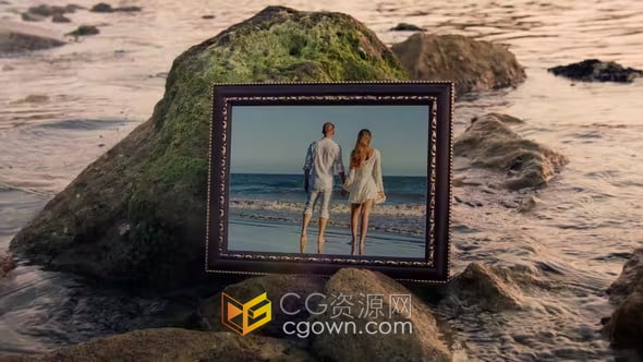 夏季海滨幻灯片海边视频相框照片展示相册视频-AE模板