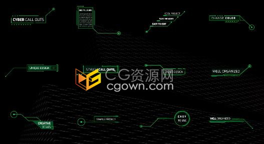 12个科技故障效果网络标注标题技术解说视频呼出线注释动画-AE模板