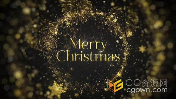 AE模板-金色循环魔法粒子圆环用于圣诞节介绍节日贺卡祝福视频