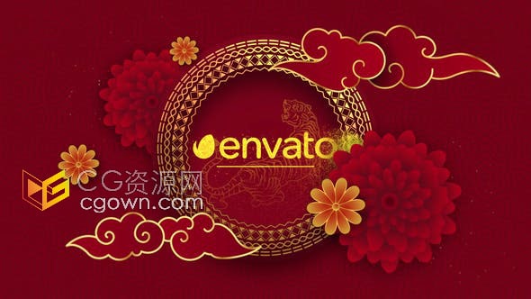 2022年农历新年中国春节喜庆开场视频片头动画制作-AE模板