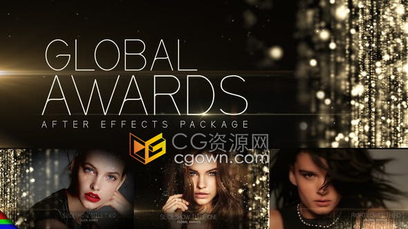 串珠闪光金色粒子彩颁奖典礼公司年会音乐会开幕场景片头视频-AE模板