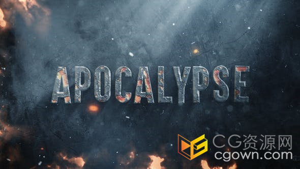 战争历史动作电影预告片火花粒子烟雾背景锈迹斑斑标题效果-AE模板