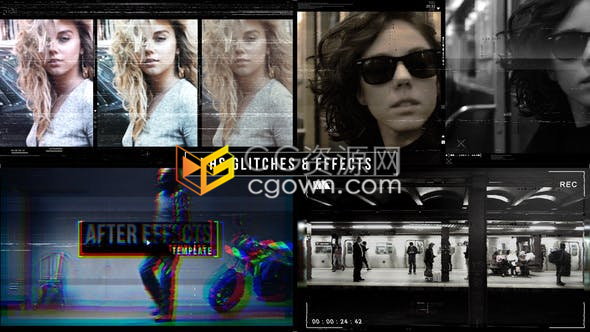 复古模拟VHS毛刺和各种故障效果制作电影开场白音乐视频-AE模板