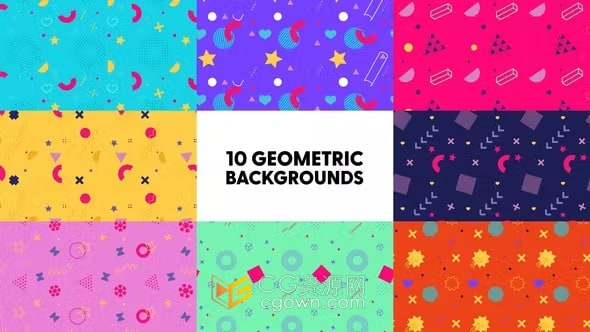 五彩缤纷几何图形动画元素背景视频AE模板下载