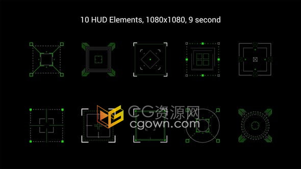 AE模板-10个HUD图形元素制作科技类视频包装素材