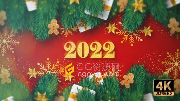 AE模板-2022年多彩新年祝福视频粒子标题节日元素标志动画