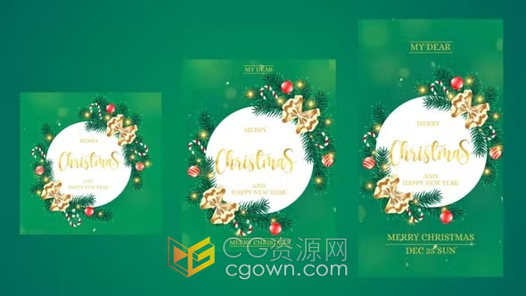 雪花粒子动画小清新圣诞祝福小视频节日贺卡-AE模板