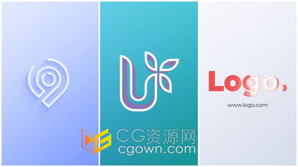 简单线条描边挤压阴影效果公司品牌标志LOGO动画-AE模板