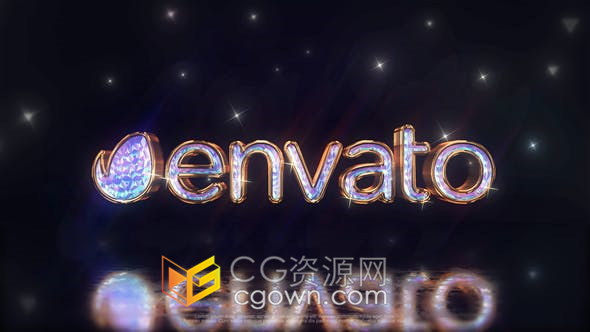 三维明亮光面倒影璀璨水晶钻石标志LOGO动画-AE模板