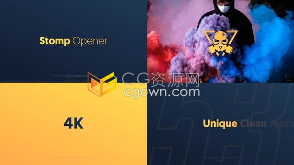 4K文字排版快闪片头现代快节奏动态图文开场片头-AE模板下载