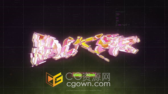 高科技全息数字动态霓虹灯故障效果赛博朋克风标志片头-AE模板