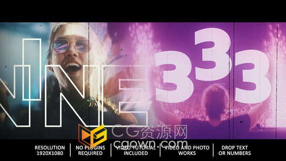 动态排版活力音乐会狂欢派对庆祝活动倒计时片头动画-AE模板