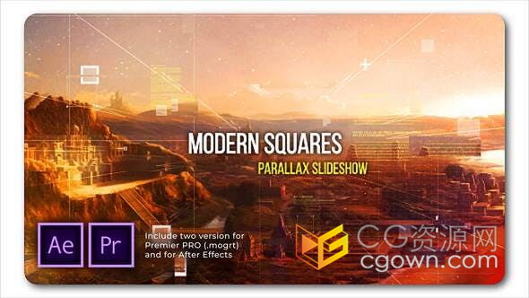 现代方块视差效果炫酷高科技设计科学演示史诗动作战争主题幻灯片-AE模板/PR预设