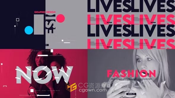 AE模板-抽象设计动画元素时尚vlog片头