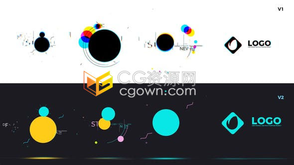 现代扁平化形状图形MG动画简约公司LOGO标志片头-AE模板