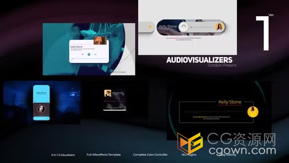 音频视听波形频谱播客音频展示台歌曲宣传-AE模板