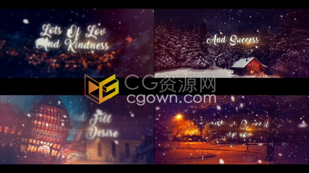 雪花飘飘粒子汇聚成宣传文字标题童话庆祝圣诞节快乐视频-AE模板下载