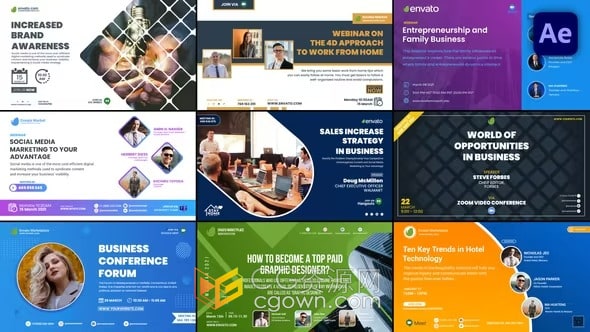 12组公司会议海报横幅活动广告动画制作动态视频-AE模板