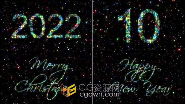 2022新年1月1日倒计时10秒倒数闪闪粒子动画视频片头-AE模板