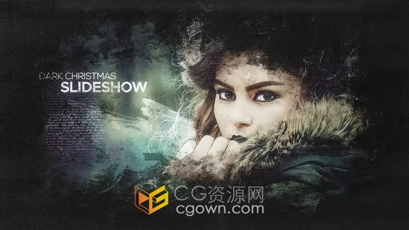 黑暗划痕纹理遮罩动画展示照片幻灯片视频相册-AE模板