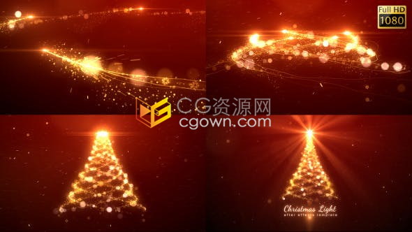 绚丽魔法光线粒子特效绘画圣诞树光庆祝Christmas节日快乐视频片头-AE模板下载